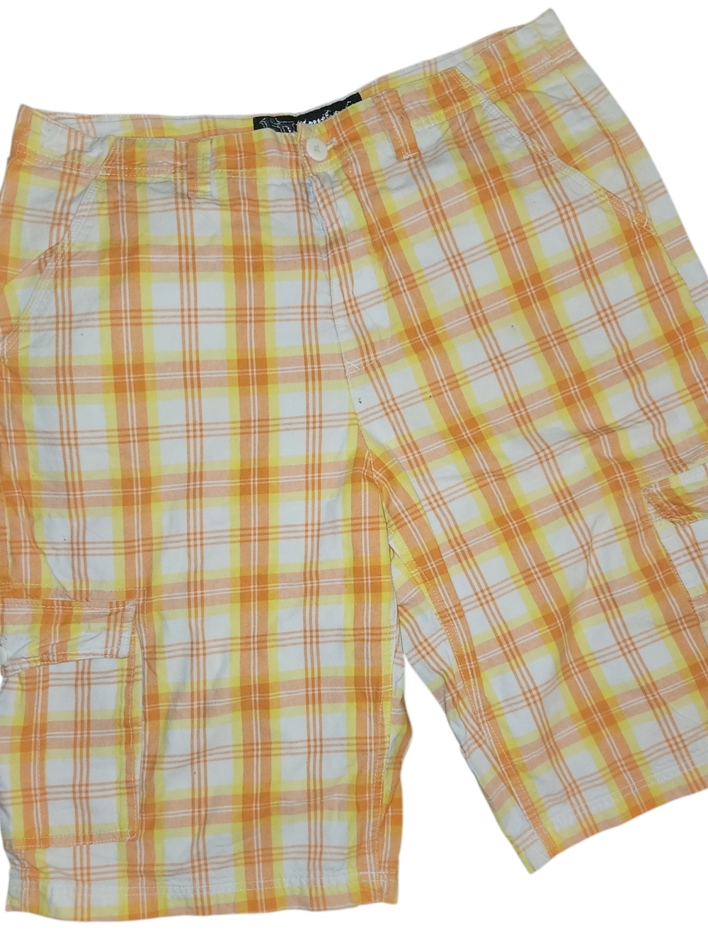 Vintage SOUTH POLE Orange Plaid Cargo Shorts Y2K